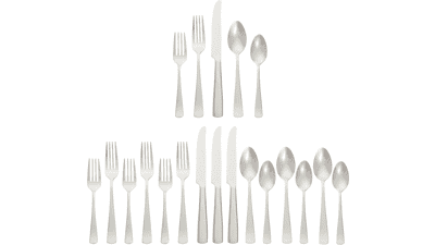 Amazon Basics Silverware Set - 20-Piece Stainless Steel Flatware