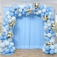 Baby Blue Backdrop Curtain 10x8ft - Wrinkle Free for Parties & Photography