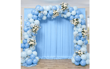 Baby Blue Backdrop Curtain 10x8ft - Wrinkle Free for Parties & Photography