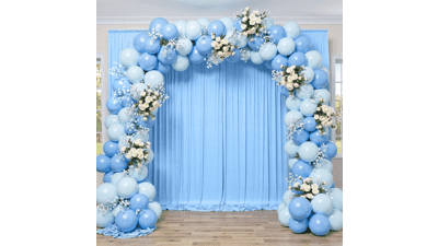 Baby Blue Backdrop Curtain 10x8ft - Wrinkle Free for Parties & Photography