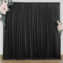 Black Backdrop Curtain 10x10ft - Wrinkle Free Polyester