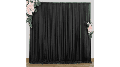 Black Backdrop Curtain 10x10ft - Wrinkle Free Polyester