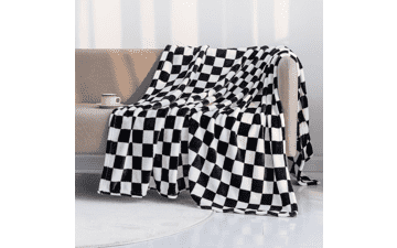 Black Checkerboard Throw Blanket - Soft & Cozy Flannel (50x60)