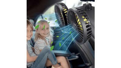 Car Backseat Fan for Kids: Dual Head USB Powered
