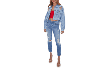 Distressed Denim Jacket - Forever 21