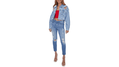Distressed Denim Jacket - Forever 21