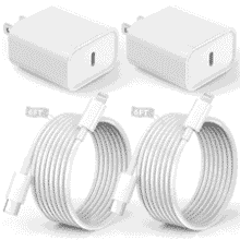 Fast iPhone Charger 2-Pack with 6FT USB-C to Lightning Cable