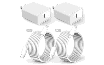 Fast iPhone Charger 2-Pack with 6FT USB-C to Lightning Cable