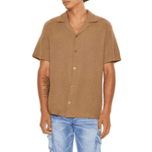 Forever 21 Men's Textured Short-Sleeve Shirt