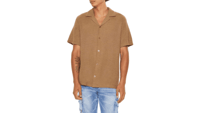 Forever 21 Men's Textured Short-Sleeve Shirt