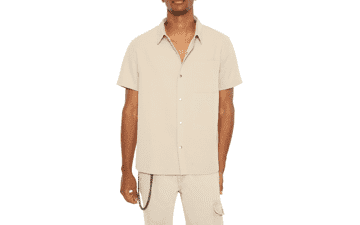 Forever 21 Men's Textured Short-Sleeve Shirt