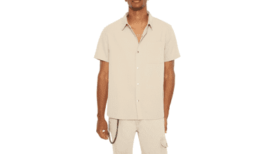 Forever 21 Men's Textured Short-Sleeve Shirt