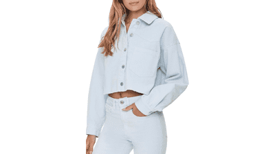 Forever 21 Women's Corduroy Cropped Shacket