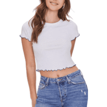 Forever 21 Women's Cropped Lettuce-Edge Tee
