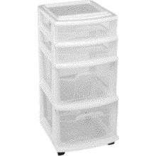 HOMZ 4-Tier Rolling Storage Cart - Clear Plastic Organizer