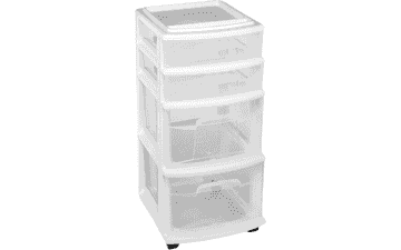 HOMZ 4-Tier Rolling Storage Cart - Clear Plastic Organizer