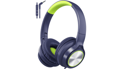 Kids Headphones with Mic - Volume Limited, Wired Over Ear Headsets
