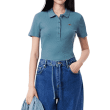 Lacoste Women's Slim Fit Green Croc Polo