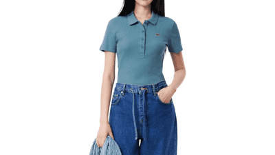 Lacoste Women's Slim Fit Green Croc Polo