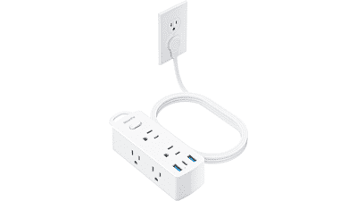 Olcorife Flat Plug Power Strip with USB-C