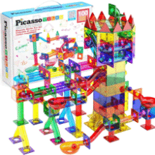 PicassoTiles Magnetic Marble Run: 100pc STEM Learning Toy