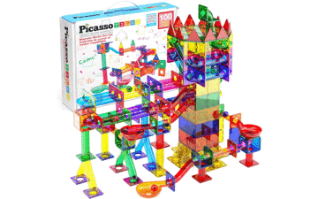 PicassoTiles Magnetic Marble Run: 100pc STEM Learning Toy