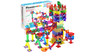 PicassoTiles Magnetic Marble Run: 100pc STEM Learning Toy