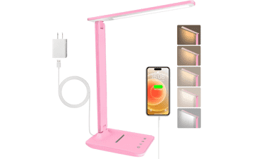 Pink LED Desk Lamp with USB Charging Port