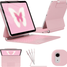 Pink iPad Keyboard Case: 11th & 10th Gen - Magnetic Stand & Pencil Holder