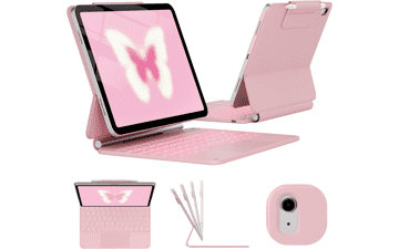 Pink iPad Keyboard Case: 11th & 10th Gen - Magnetic Stand & Pencil Holder