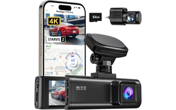 REDTIGER 4K Dual Dash Cam: STARVIS 2, GPS, WiFi, 64GB Included