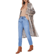 Snakeskin Satin Kimono - Forever 21