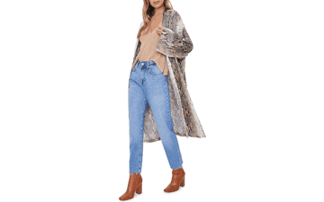 Snakeskin Satin Kimono - Forever 21