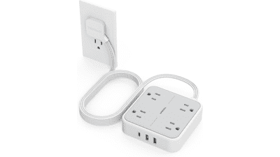 TESSAN 10ft Extension Cord with USB - Power Strip Surge Protector