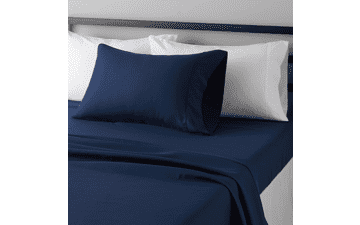 Twin XL Navy Blue Fitted Sheet Set - Wrinkle-Free Microfiber