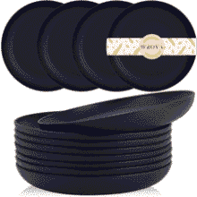 Unbreakable Wheat Straw Plates - Black, Set of 8