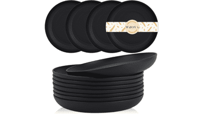 Unbreakable Wheat Straw Plates - Black, Set of 8
