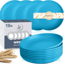 Unbreakable Wheat Straw Plates - Set of 8 - Blue