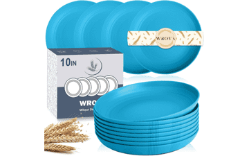 Unbreakable Wheat Straw Plates - Set of 8 - Blue