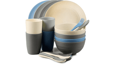 Wheat Straw Dinnerware Set - 20 Pcs Unbreakable, Eco-Friendly