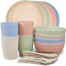 Wheat Straw Dinnerware Set - 20 Pcs Unbreakable & Reusable