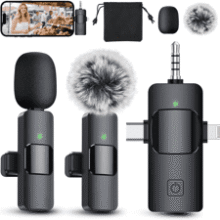 Wireless Lavalier Microphone for iPhone Android Camera
