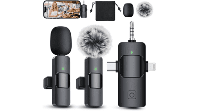 Wireless Lavalier Microphone for iPhone Android Camera