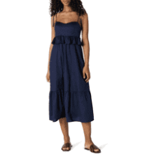 Women's Empire Waist Midi Ruffle Dress