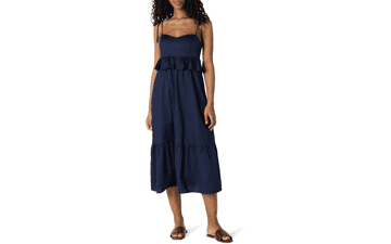 Women's Empire Waist Midi Ruffle Dress