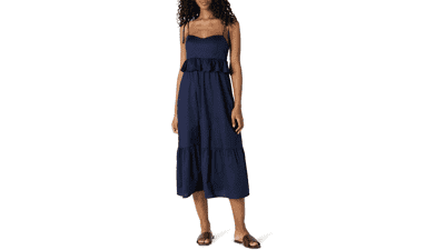 Women's Empire Waist Midi Ruffle Dress