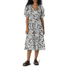 Women's Puff Sleeve Cotton Midi Dress