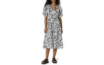 Women's Puff Sleeve Cotton Midi Dress