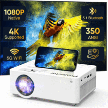 1080P WiFi Bluetooth Projector: 4K & 300" Display!