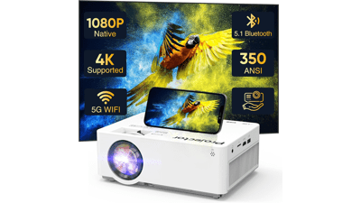1080P WiFi Bluetooth Projector: 4K & 300